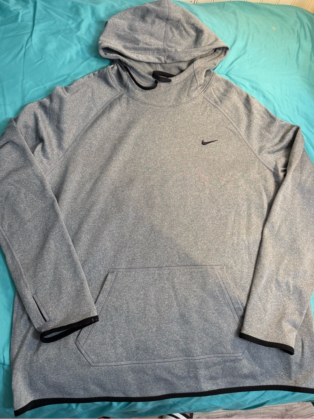 Nike Gray Hooded Athleisure Pullover with Black Swoosh